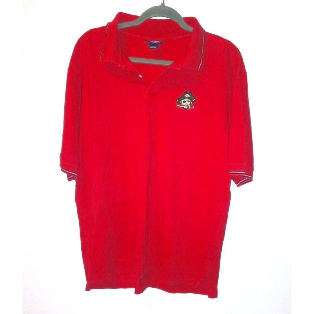 Men's Polo Shirt RED PIRATE embroidered logo XL Champs Sports Short Sleeve